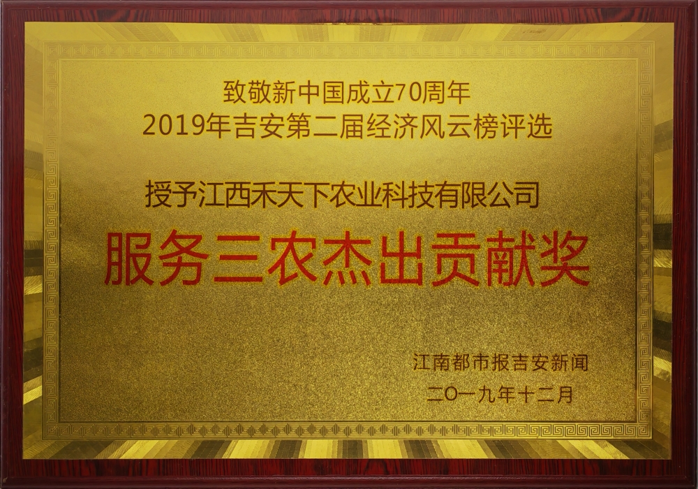 2019年服務(wù)三農(nóng)杰出貢獻(xiàn)獎(jiǎng)